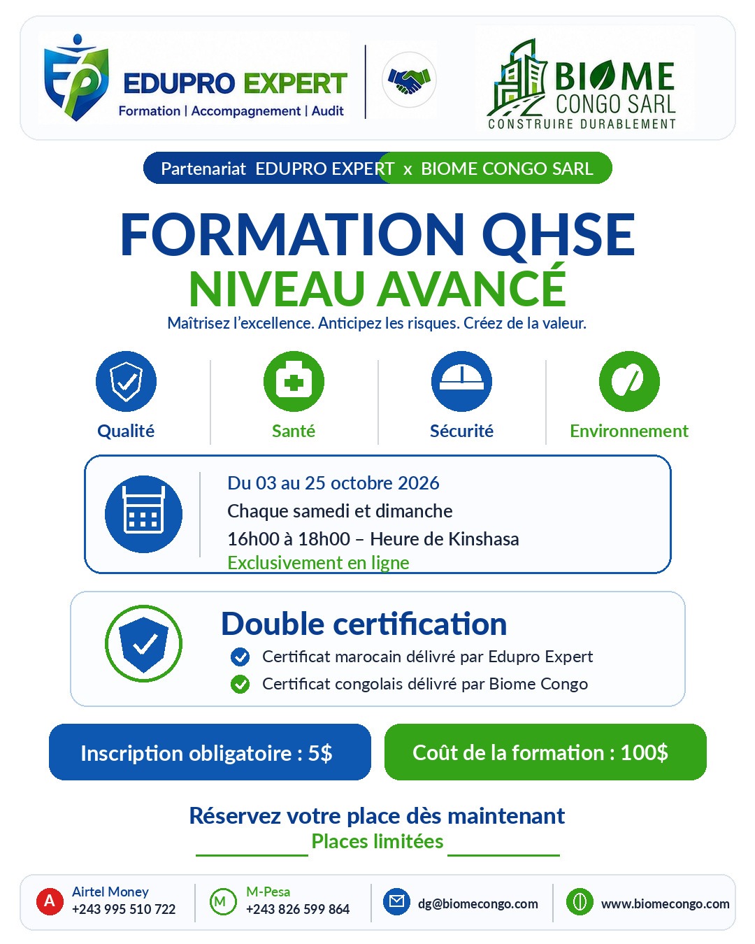 Affiche de la formation QHSE niveau avancé